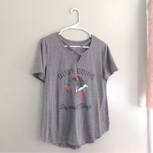 Gray Graphic Disney T-Shirt Snow White Busy Doing Princess Things Large